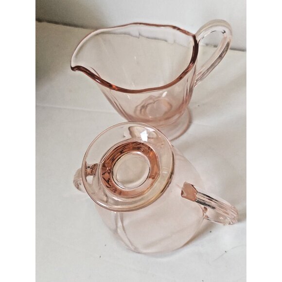 Fostoria Lafayette Pink Creamer & Open Sugar & Creamer set Pink Depression Glass - Picture 5 of 9